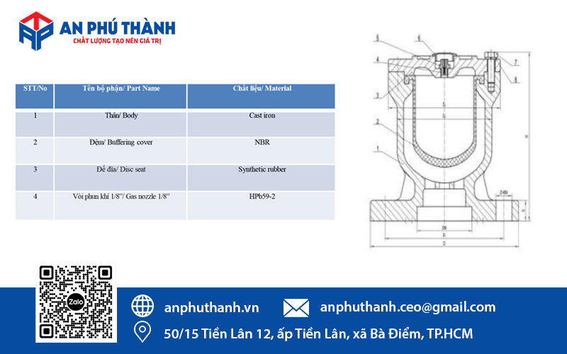 Cấu tạo van búa nước YDK (Model KWH-10K)