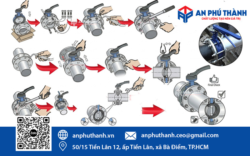 Hướng dẫn lắp đặt van cánh bướm tay gạt YDK