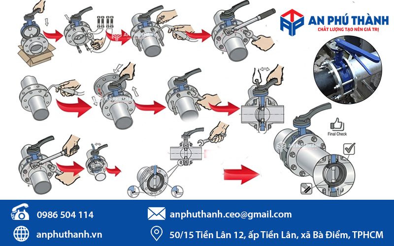 Hướng dẫn lắp đặt van cánh bướm tay gạt YDK