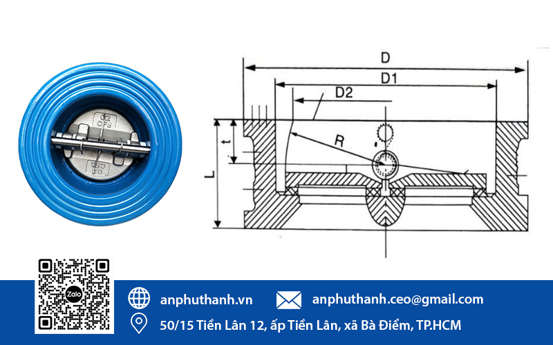 Bản vẽ van một chiều bướm YDK - Model: KDC