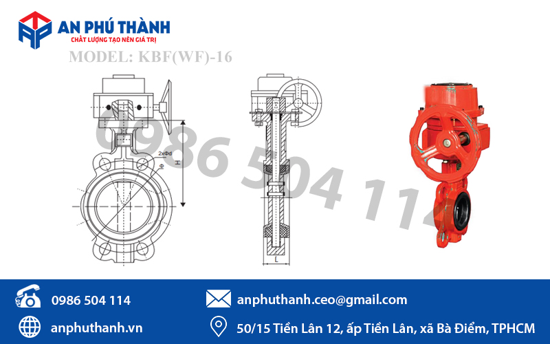 Cấu tạo van bướm tín hiệu YDK - Model KBF(WF)-16