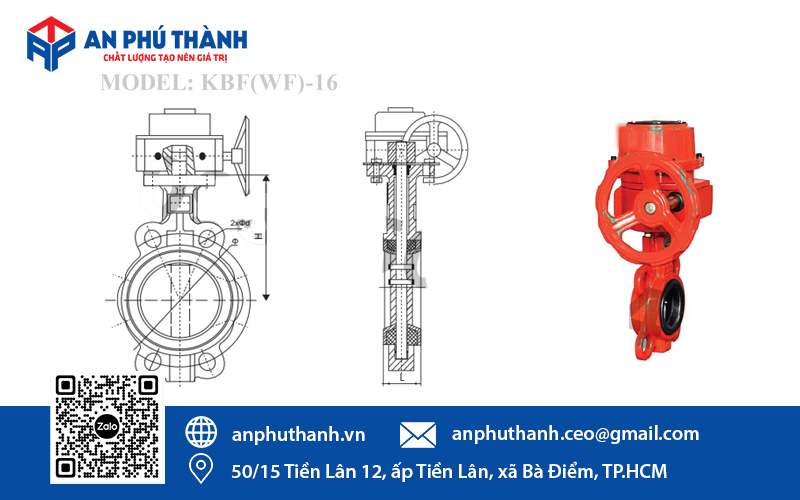 Cấu tạo van bướm tín hiệu YDK - Model KBF(WF)-16