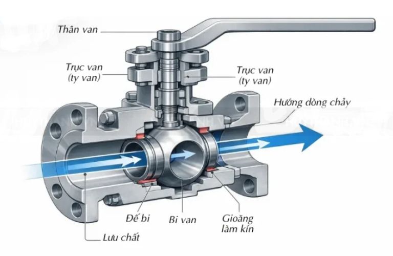 Nguyên lý hoạt động của van bi thép rèn